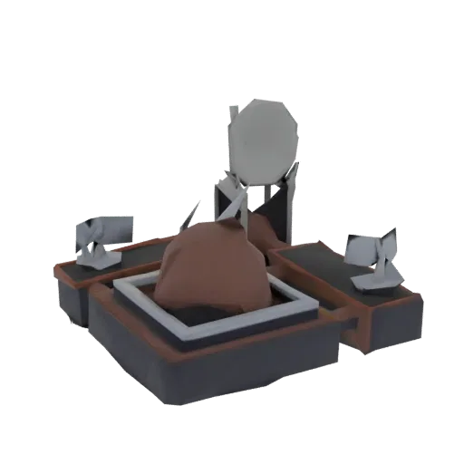 3D модель футуристической тарелки НЛО с большой параболической антенной и детализированным основанием на черном фоне.
