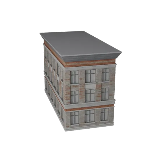 Готовая к использованию в Blender 3D модель каменного фасада, вид рендера в студии Blender, показывающий материалы фасада зда