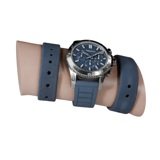 3D модель часов Diver Chronograph для визуализации продукта, трехчетвертной студийный рендер продукта, показывающий металличе