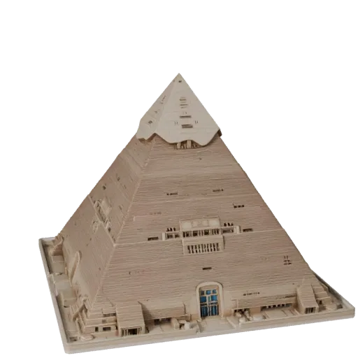Реалистичная 3D модель Пирамиды Гизы, вид с трех четвертей снаружи, показывающий материалы структуры достопримечательности и