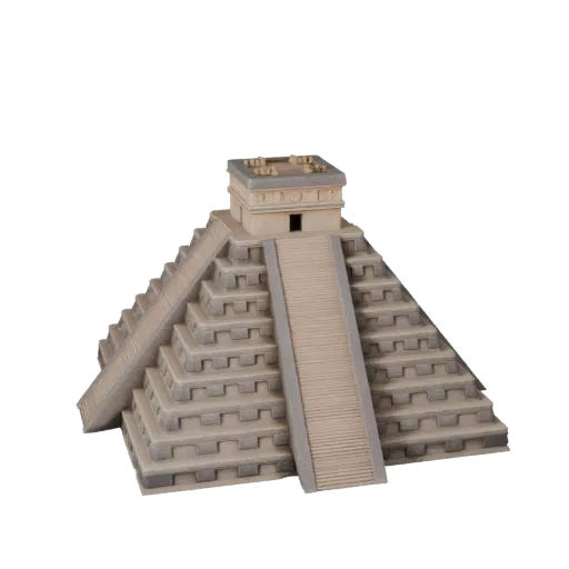 3D модель пирамиды Чичен-Ица, готовая для Blender, вид рендера студии Blender, показывающий материалы структуры достопримечат