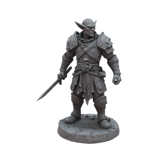 Фэнтези гоблин воин миниатюра STL - Дальний ракурс