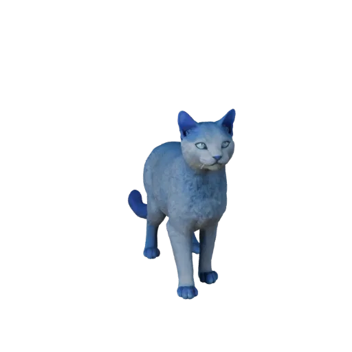 Реалистичная 3D модель Русской голубой кошки, вид сбоку, готовый к анимации ассет животного с балансом позы, анатомическими п