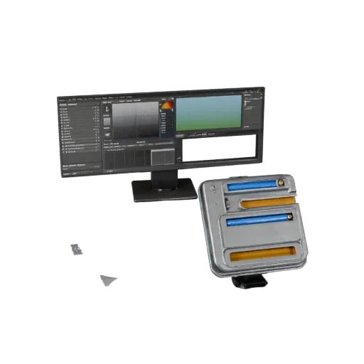 3D-модель приборной панели, студийный вид в три четверти, готовый к работе в Blender актив транспортного средства с чистыми г