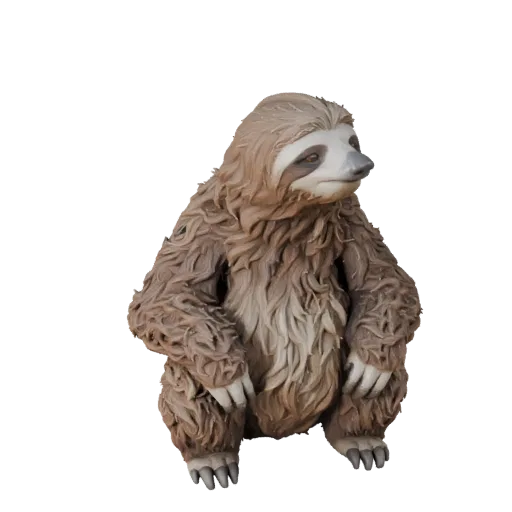 3D модель ленивца, рендер дикой природы сбоку, готовый к работе в Blender ассет животного с балансом позы, анатомическими ори