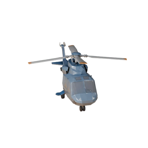 Низкополигональный спасательный вертолет 3D модель для Unity и Unreal
