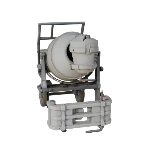 Модульная 3D-модель бетоносмесителя для тяжелых условий эксплуатации, изометрический вид модульного комплекта, показывающий б