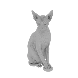 Каркасная 3D модель сфинкса, безмятежно сидящего на небольшом круглом основании.