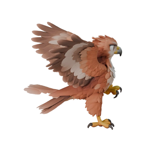Мультяшный краснохвостый канюк 3D модель - стилизованный ассет для анимации