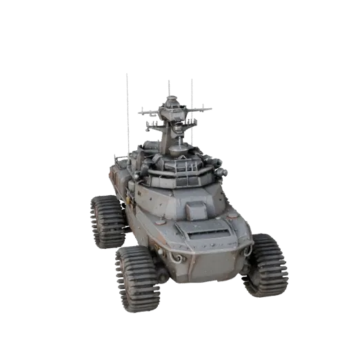 3D-модель эсминца, вид в студии в три четверти, готовый для Blender актив транспортного средства с массивной броней, прочной