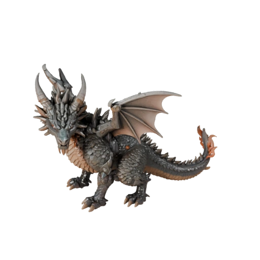 Низкополигональный огненный дракон 3D модель - Игровой ассет для Unity с FBX | PBR