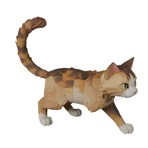 Низкополигональный кот рагамаффин 3D модель - игровой ресурс Unity с FBX