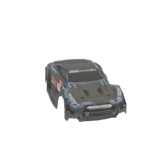 3D модель черно-серого кузова для RC машинки Nissan GT-R R35 Nismo, вид спереди три четверти.