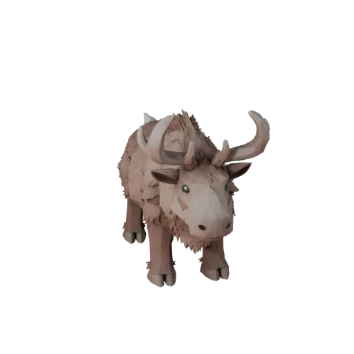 Низкополигональная 3D-модель северного оленя, вид сбоку в игровом ракурсе, низкополигональный ассет животного с силуэтом рого