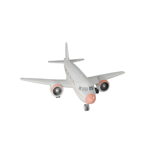 Низкополигональный винтажный авиалайнер 3D модель для Unity и Unreal