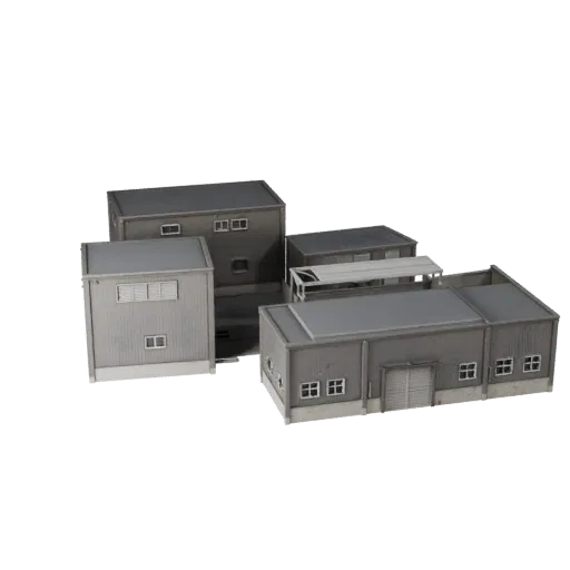 Модульный промышленный комплект, готовая к Blender 3D модель, вид рендера студии Blender, показывающий материалы модульного с