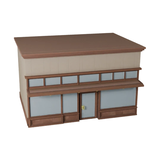 Низкополигональная 3D модель фасада витрины для игр и VR