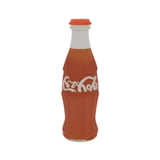 3D модель бутылки Coca-Cola в стиле ретро с красной крышкой и белым логотипом на черном фоне