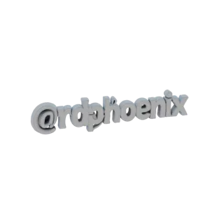 3D модель объемной надписи "@rdphoenix" в сером цвете на белом фоне