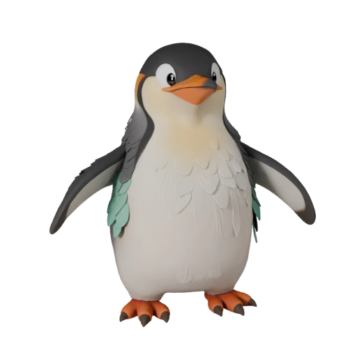 Мультяшный императорский пингвин 3D модель - Стилизованный ассет для анимации