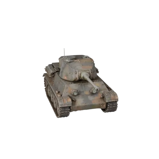 Готовая к игре 3D-модель танка времен Второй мировой войны, вид в студии в три четверти, готовый к производству актив техники