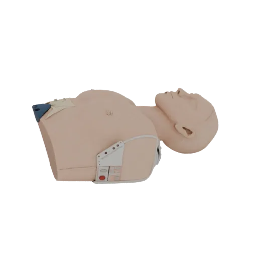 Реалистичная 3D-модель тренера для отработки СЛР на торсе Field CPR, студийный рендер в три четверти, показывающий нейтральны
