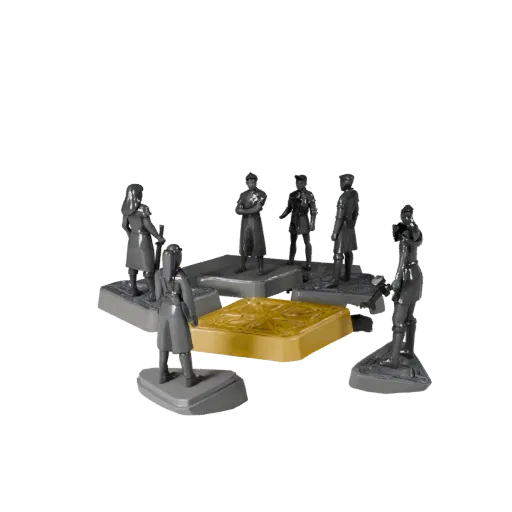 Предварительный просмотр 3D-модели STL для печати набора стратегических миплов, показывающий масштаб, вид под углом три четве