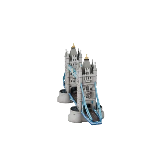 3D модель Лондонского Тауэрского моста, готовая к использованию в Blender, вид рендера студии Blender, показывающий материалы