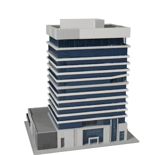 Stylized Office Atrium Building 3D Model - Game Asset