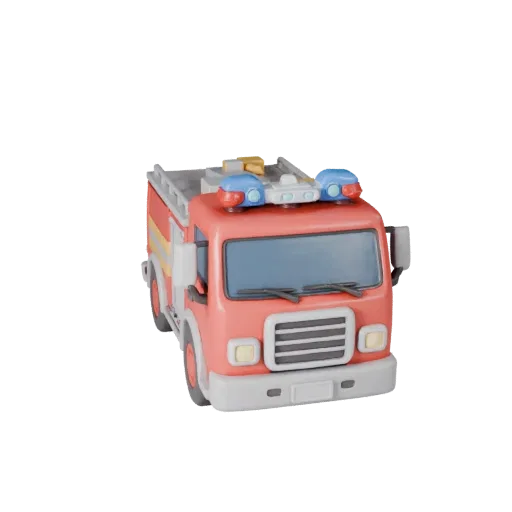 Мультяшная пожарная машина 3D модель для стилизованных игр, PBR-ресурс
