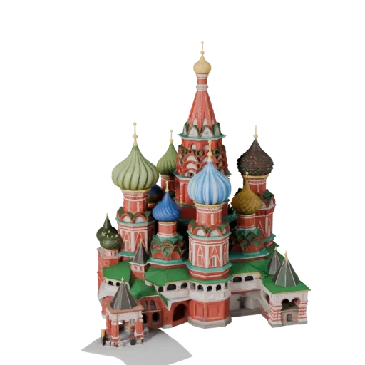 Низкополигональная 3D модель Собора Василия Блаженного, готовый к игре экстерьер, показывающий материалы реплики достопримеча