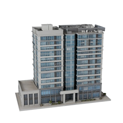 Low Rise Office Building 3D Model - Realistic Archviz Asset
