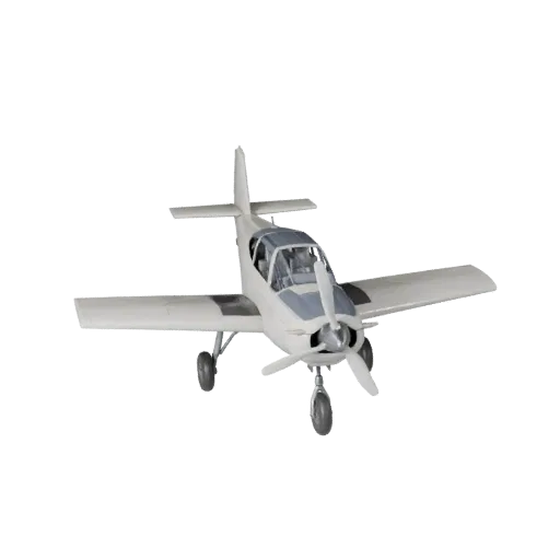 3D-модель самолёта с пропеллером, вид в три четверти в студии, готовый для Blender актив транспортного средства с балансом кр