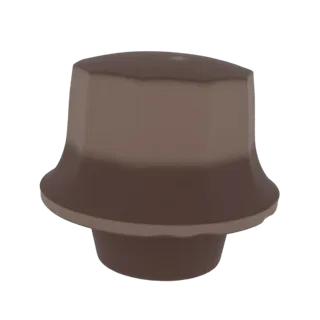 3D-рендер коричневой восьмигранной ручки с расширенным основанием на белом фоне.