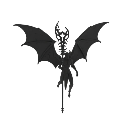Темное фэнтези Лич Некромант Миниатюра STL - Поза с размахом крыльев