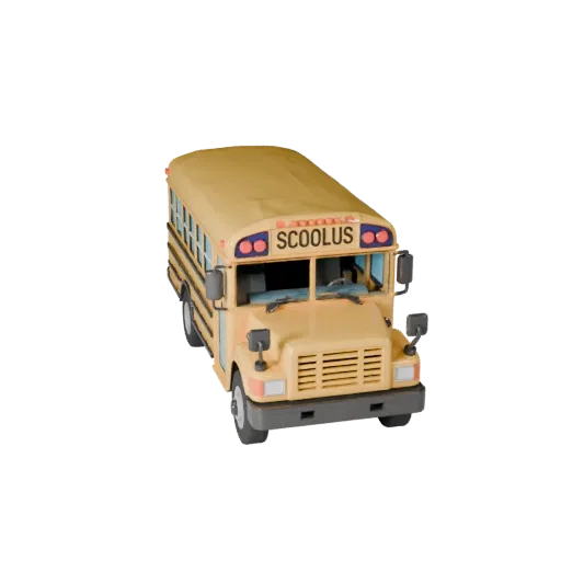 Высокополигональный 3D модель школьного автобуса для студийных рендеров - PBR