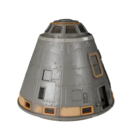 3D-модель Crew Capsule, вид в студии с трех четвертей, готовый к анимации объект транспортного средства с силуэтом миссии, ра