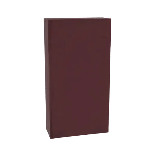 3D модель классической бордовой книги с тиснением на обложке, представленная на белом фоне.