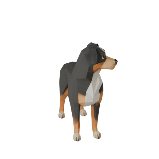 Низкополигональная 3D модель австралийской овчарки - Unity Asset с FBX