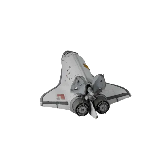 Готовая 3D-модель космического шаттла, вид в студии с трех четвертей, готовый к производству объект транспортного средства с