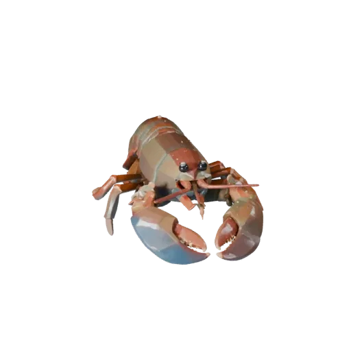 Низкополигональная 3D модель омара, вид сбоку в игровой камере, низкополигональная модель животного с подводной реакцией кожи