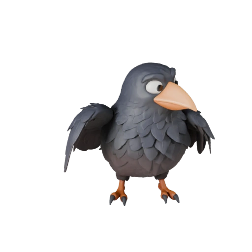 Мультяшная ворона 3D модель - Стилизованный ассет для анимации | Бесплатно