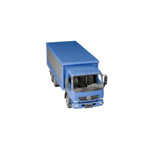 3D модель бортового грузовика, вид в три четверти в студии, готовый для Blender актив транспортного средства с рабочей массой