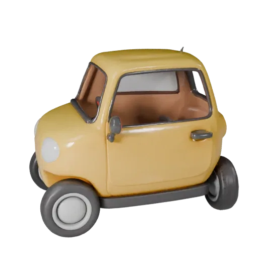 Мультяшный компактный автомобиль 3D модель для стилизованных игр PBR Asset