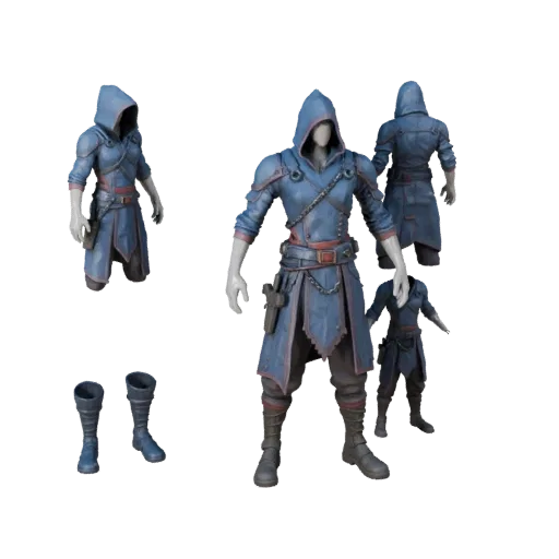 3D персонаж Sci Fi Cobalt Assassin, вид в окне движка, готовый к Unreal Engine ассет со статичной позой и PBR