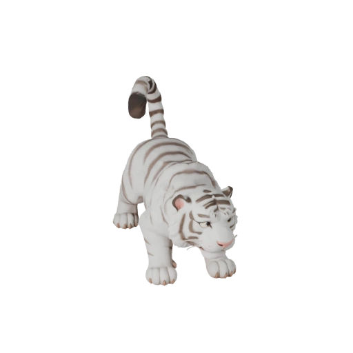 نموذج نمر أبيض كرتوني ثلاثي الأبعاد - أصل بأسلوب فني للرسوم المتحركة