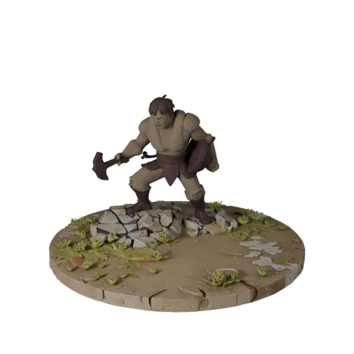 Стилизованная 3D-модель пьедестала для леса, показывающая форму ободка, вид в три четверти, высоту и текстуру земли