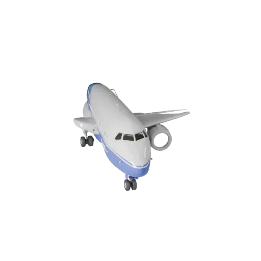 Печатаемая 3D-модель STL авиалайнера, вдохновленная Boeing, вид в изометрии, готовый к печати актив транспортного средства с