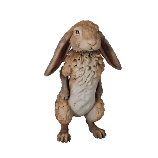 3D модель кролика, рендер дикой природы в профиль, готовый для Blender ассет животного с балансом позы, анатомическими ориент