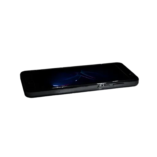 Компактный игровой телефон Реалистичная 3D-модель, трехчетвертной студийный рендер, показывающий стеклянные экраны, тонкие пр